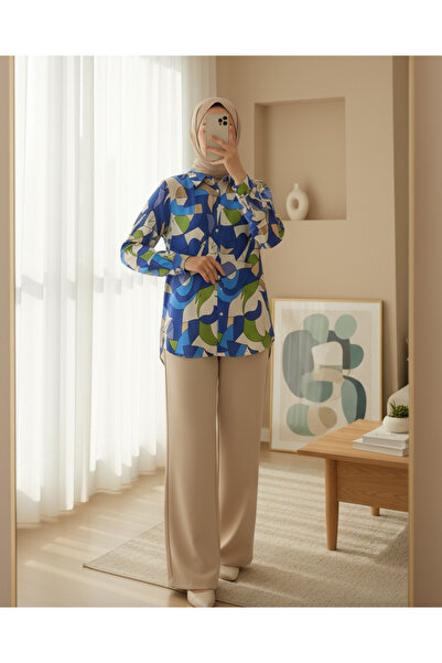 Modamorfo 3721 Cămașă cu model grafic - Indigo