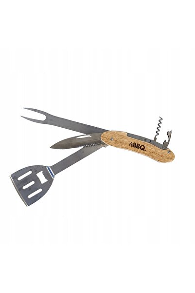BBQ Set de ustensile pentru grătar 5 în 1 Furculiță Cuțit Deschizător de stic...