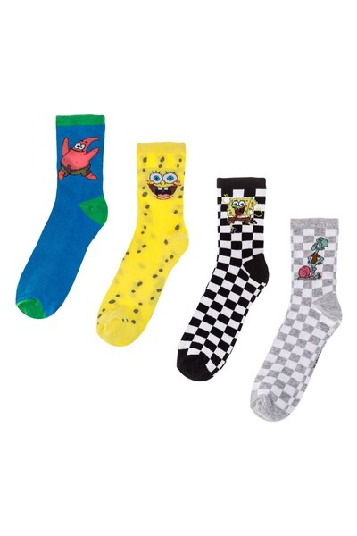 OEM Sosete Fancy Sponge Bob Galben Bleu Carouri pentru Barbati - 4 perechi