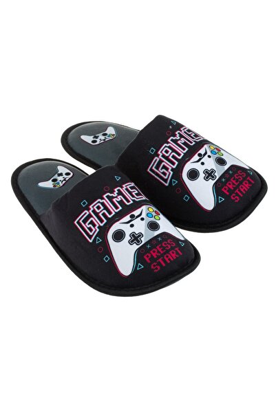 OEM Papuci Negri cu Imprimeu Gamer pentru Barbati - Casa Iarna Modele, Imbrac...