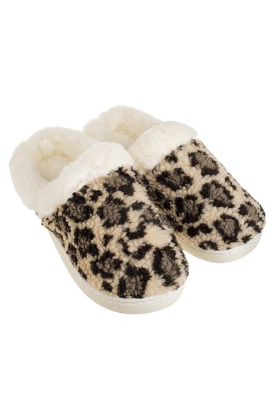 OEM Papuci de Iarna Animal Print cu Blana Alba pentru Femei - Casa Talpa-Toc,...