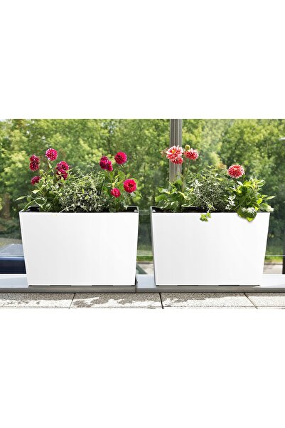 Deco4Home Jardinieră albă înaltă pentru flori, 50x58CM, cu inserție