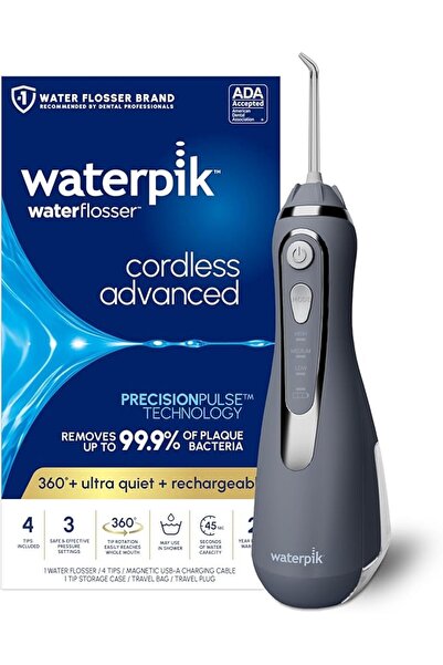 Waterpik جهاز تنظيف الأسنان بالماء لاسلكي قابل لإعادة الشحن، محمول للسفر والم...