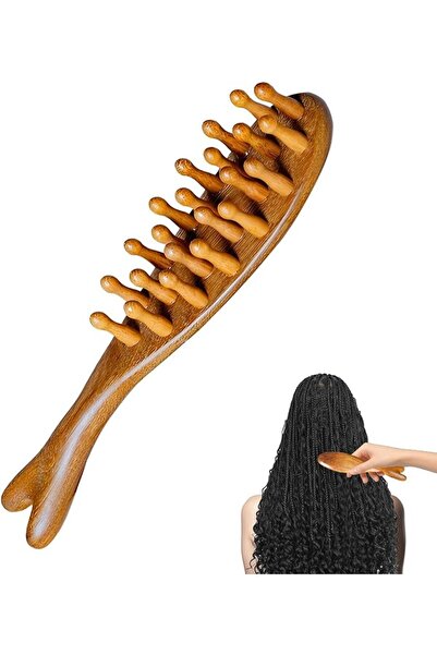 Yelajoy Wooden Massage Comb, Comfortable Sandalwood, Wide Teeth, Scalp Massag...