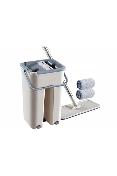 NO BRAND Mop plat cu centrifugator și bol cu două compartimente + 2 inserții ...