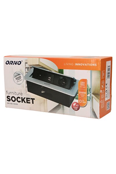 Orno Priză încastrată pentru chiuvetă 2x230V + 2xUSB Argintiu