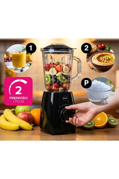 eldom Blender cu vas de sticlă pentru cocktailuri 1,8L 1000W Negru BK6