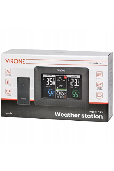 Virone Stație meteo wireless cu ecran LCD, termometru, higrometru și ceas