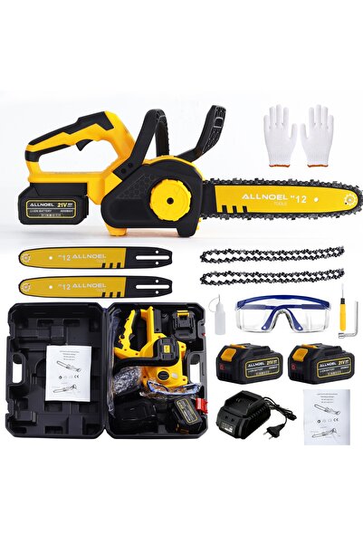 ALLNOEL Ferăstrău cu lanț cu acumulator, 12V, fără perii, pentru tăiat crengi...