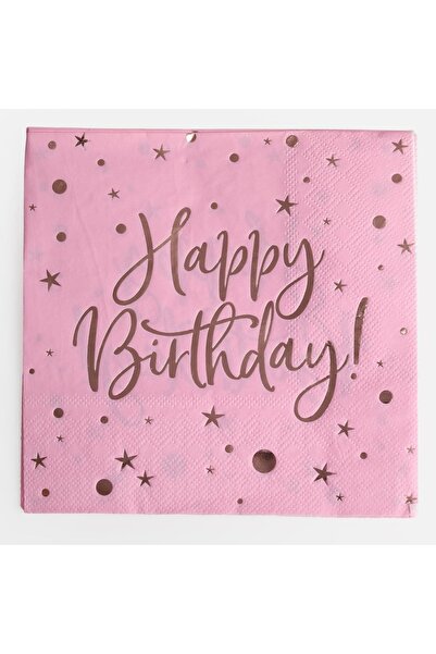 OEM Servetele de Masa cu 2 Straturi Roz Intens Happy Birthday 33x33cm - 12 buc.