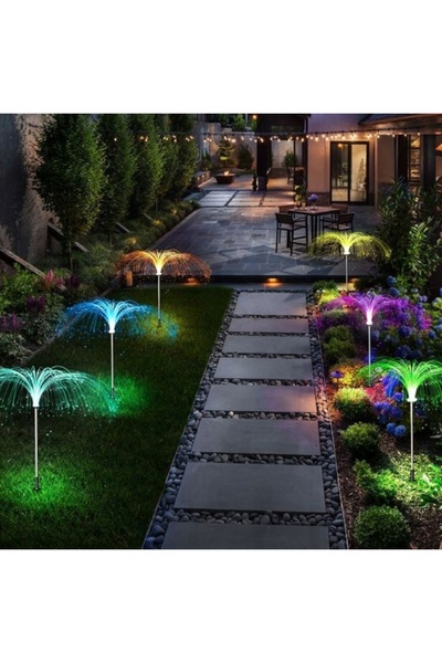 NO BRAND 2x Lampă solară LED de grădină, tip meduză, RGB, cu țăruș și senzor