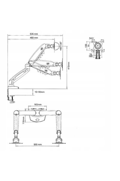 North Bayou Suport de birou reglabil pentru două monitoare 17-32 inch