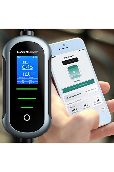 Qoltec Încărcător EV tip 2 7kW WiFi Tuya LCD CEE 32A 5m wallbox mobil 2 în 1