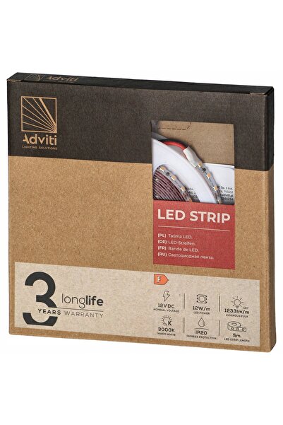 Adviti Bandă LED SAMSUNG CHIPSET 2835 12V 12W/m Culoare Caldă 3000K 120 LED/m 5m
