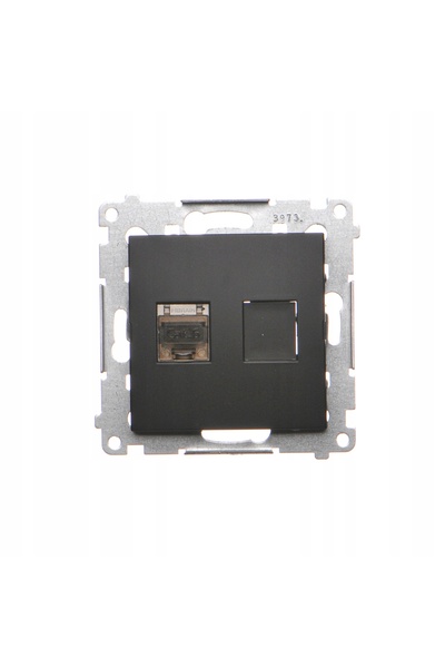 Kontakt-Simon Simon 54 priză de calculator RJ45 Cat 6 ecranată negru mat D61E...