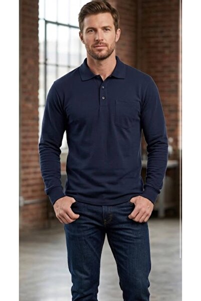 Coşkuner İş Güvenliği İKİ İPLİK POLO YAKA SWEATSHIRT LACİVERT