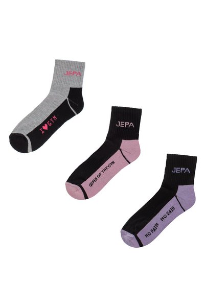 OEM Sosete Mid Cut Sport Negre Roz Lila pentru Femei (36-42) - 3 perechi