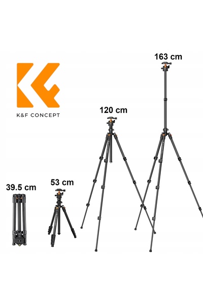 K&F CONCEPT Trepied pentru echipament fotografic + Cap 3D suport telefon K&F