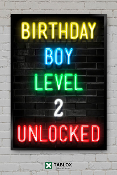 TABLOX Birthday Boy Level Gamer Αφίσα Γενεθλίων με Εμφάνιση Πλαισίου, Διακοσμ...