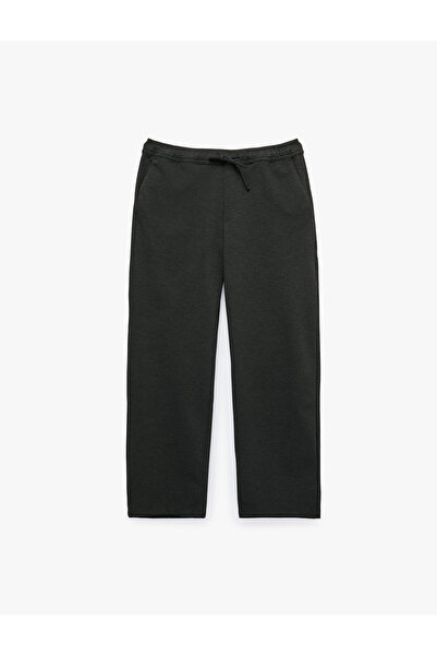 Koton Pique Fabric Pocketed Viscose Blended Elastic Waist Lace-Up Trousers