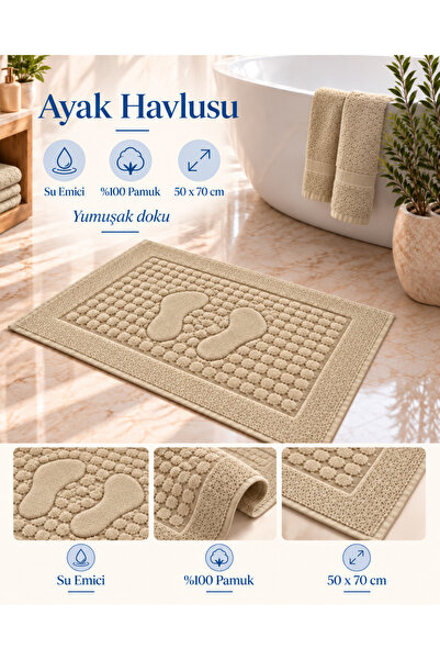 GLOMAR Bath Mat 1 Piece Foot Towel with Water Absorption 100% Cotton Hotel Ba...