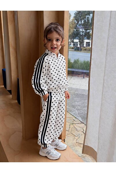 ARBİ kids Girl's Polka Dot Patterned Zippered Stripe Detailed Oysho Fabric Do...