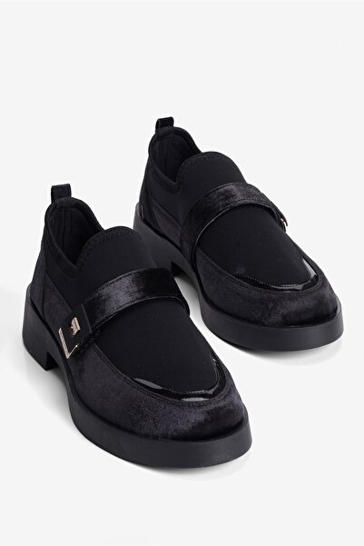 Mubiano Women's Stretch Loafer with Velcro Tape and Suede Detail in Stone Kod...