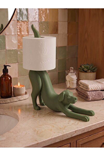 Dumledo Stretching Dog Olive Green Toilet Paper Holder |   Decorative Toilet ...
