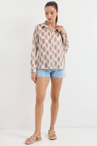Modamorfo 3964 Light Flowing Satin Shirt - Dark Brown