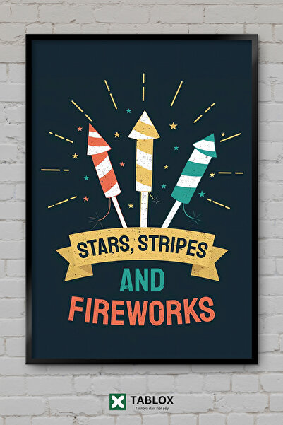 TABLOX Αφίσα με σχέδιο Star Stripes Fireworks Star Line Fireworks, Διακοσμητι...