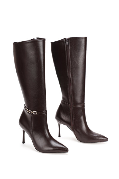 nhtshoes Women's Thin Heeled Stone Buckle Boots