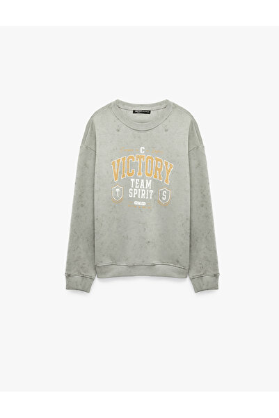 Koton Three Threaded Yarns, Comfortable Fit, Washable, Crew Neck, Printed Swe...