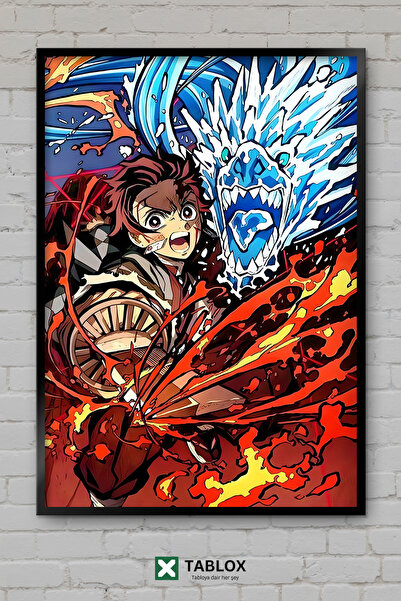 TABLOX Tanjiro Kamado, lik iz anime manga serije Demon Slayer, okvirni dekora...