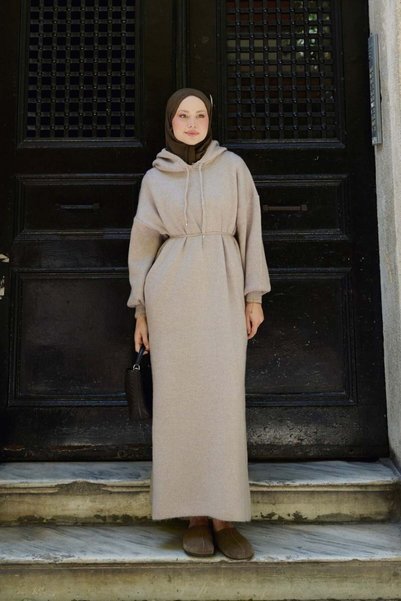 Şule Giyim Eleni Yumoş Dress Mink