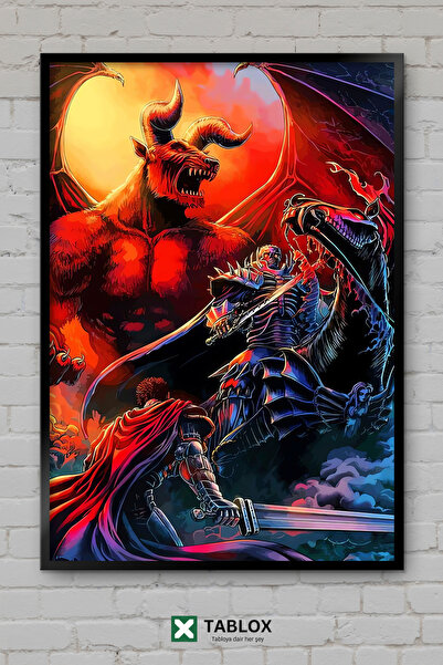 TABLOX Berserk Guts Art Anime Manga Σκοτεινό Ιαπωνικό Διακοσμητικό Πίνακα Ζωγ...