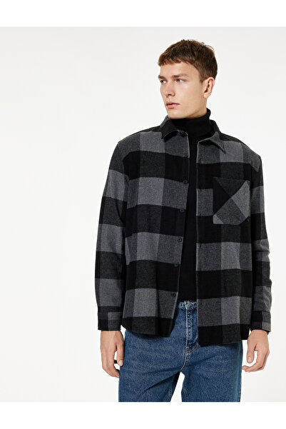 Koton Regular Fit Classic Collar Long Sleeve Plaid Lumberjack Shirt with Pockets