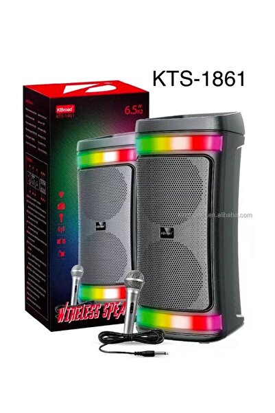 KTS Bluetooth Portable Dual 6.5 Inch Speaker with Wired Microphone