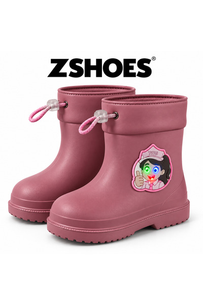 ZSHOES Unisex İçi Kürklü Ortopedik Su geçirmez Işıklı Logo Kaymaz Çocuk Bot