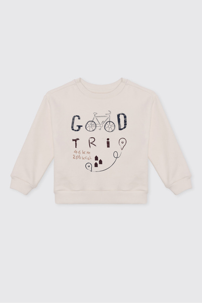 Panço Baby Boy Printed Ecru Sweatshirt