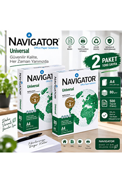 NAVİGATÖR Navigator Universal A4 Fotokopi Kağıdı 80 Gr – 2 Paket 1000 Yaprak ...