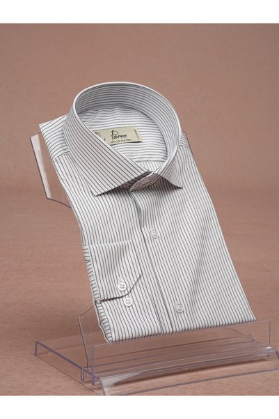 PAREZ Italian Collar Slim Fit Striped Men's Shirt