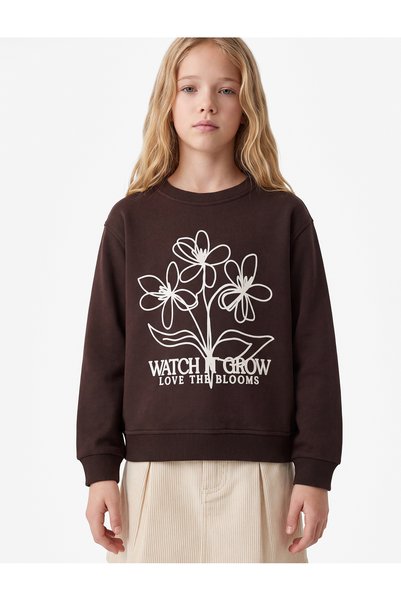 Koton Uzun Kollu Bisiklet Yaka Çiçek Baskılı Sweatshirt