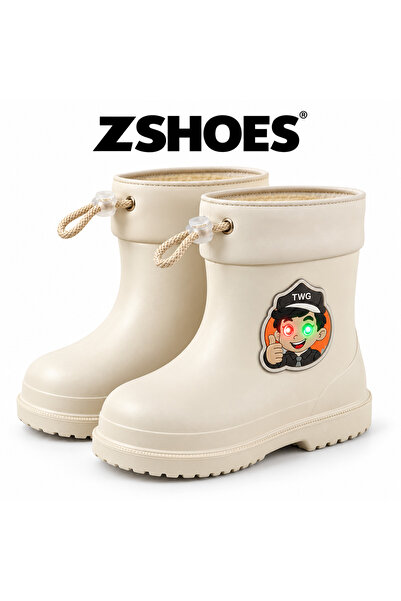 ZSHOES Unisex İçi Kürklü Ortopedik Su geçirmez Işıklı Logo Kaymaz Çocuk Bot