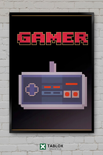 TABLOX Red Pixel Gamer No Red Pixel Gamer Poster retro Tablou decorativ înrăm...
