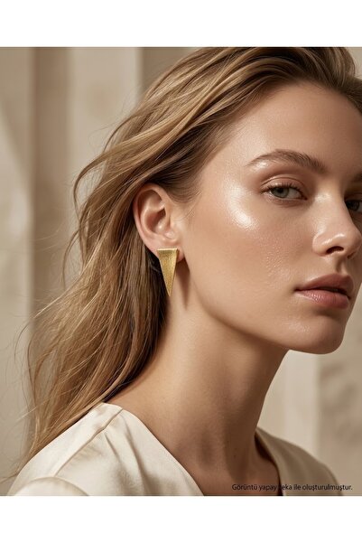 Nuveria Elegant Triangle Shape Gold Color Women's Earrings – Minimal Geometri...