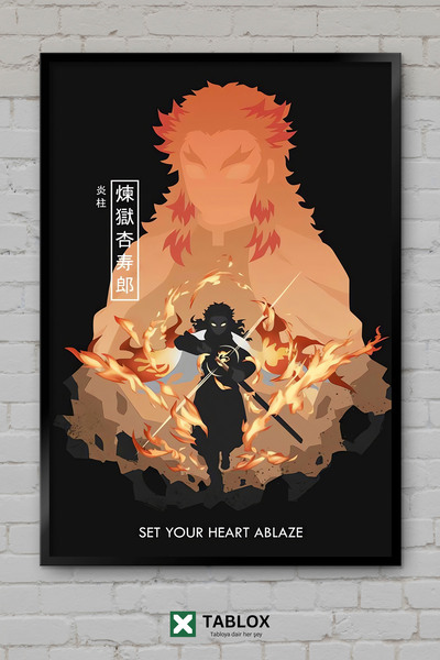 TABLOX Rengoku Kyojuro Demon Slayer Anime Manga Lik Okvir Izgled Dekorativna ...