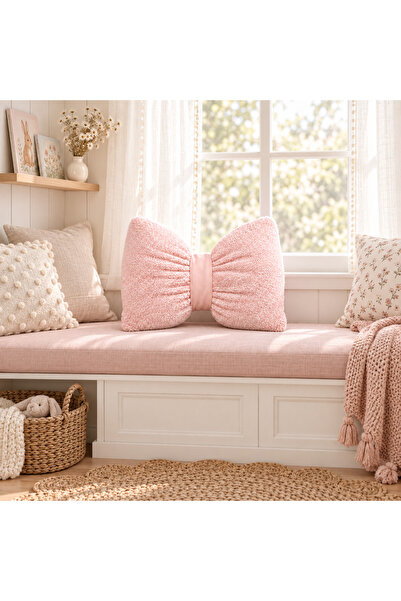 NURGİTA HOME Fiyonk Görünümlü Peluş İçi Dolgulu Kırlent & Dekoratif Yastık