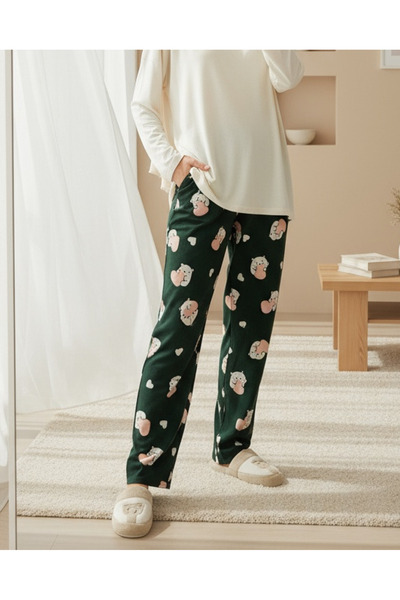 Modamorfo 4323 Patterned Pajama Bottoms - Y.Zümrüt
