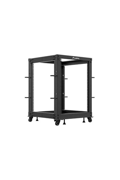 Lanberg Open rack 19" 15U, 600x600–1100 adjustable, black