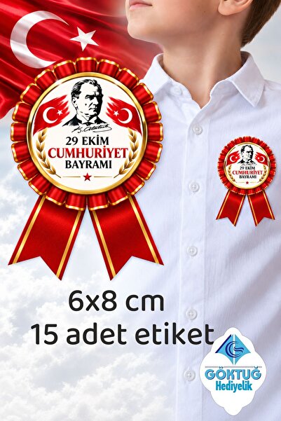 Göktuğ Hediyelik 29 Ekim Okul ve Kreşler İçin Yaka Etiketi 15 Adet 6x8 Cm